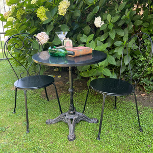 Vintage French Bistro Table ~ Black Stone Top