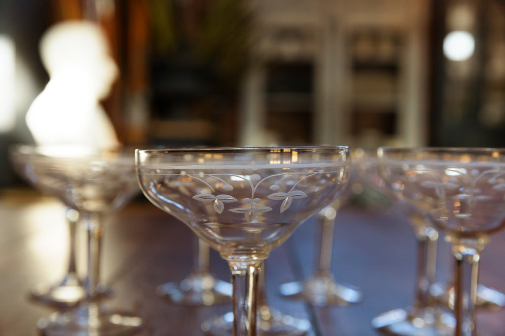 1930's French Crystal Champagne Coupes