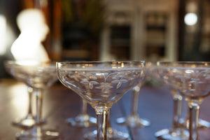 1930's French Crystal Champagne Coupes