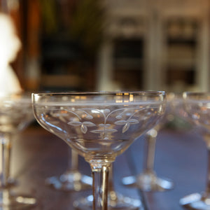 1930's French Crystal Champagne Coupes