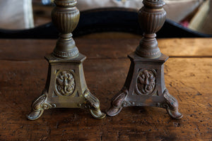 Antique French Brass Altar Candlesticks