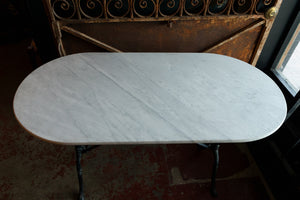 French Marble Bistro/Garden Table ~ White Oval Marble