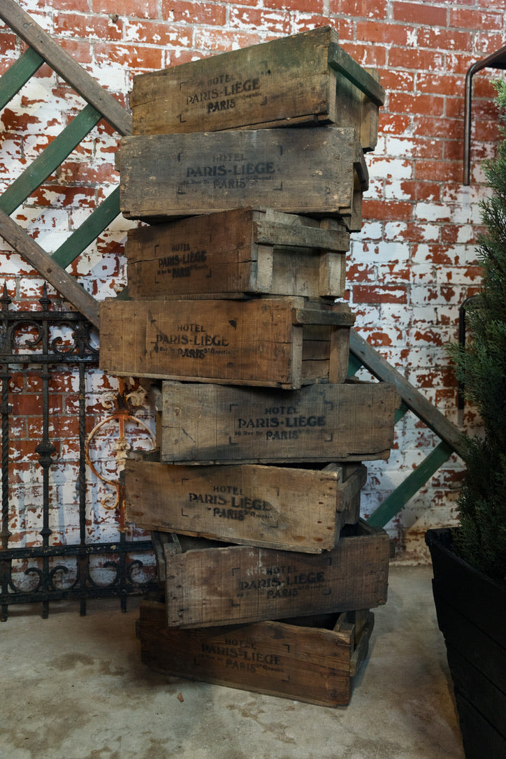 Vintage French Oak Crates