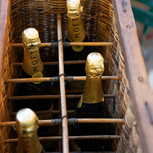 Antique French Wicker Champagne Bottle Crate
