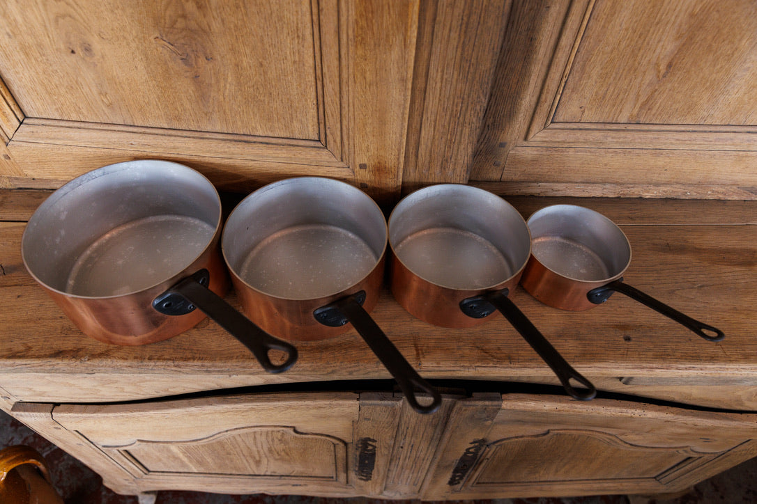 Vintage French 'Tournus' Copper Pots ~ Set of Four