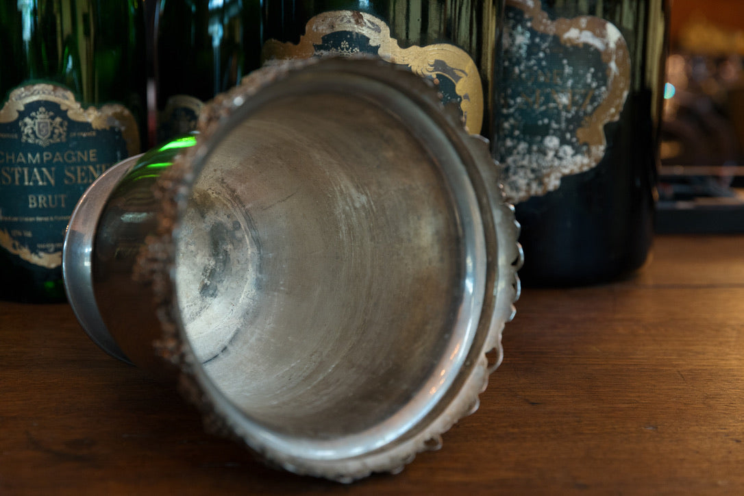 Vintage Silver Plated French Champagne Bucket ~ Grape Detail
