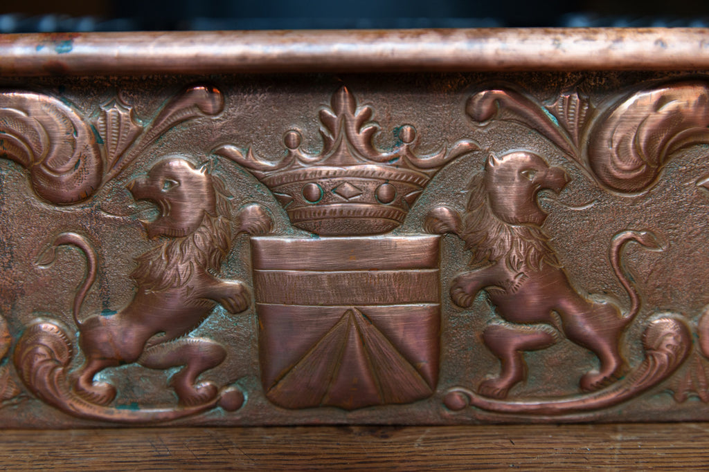 French Vintage Copper Poacher ~ Coat Of Arms