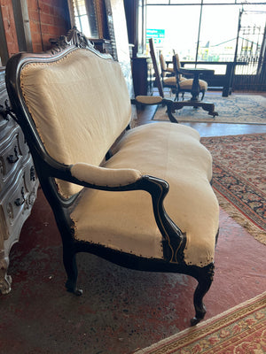 19th Century French Undressed Sofa ~ Red Silk Backing