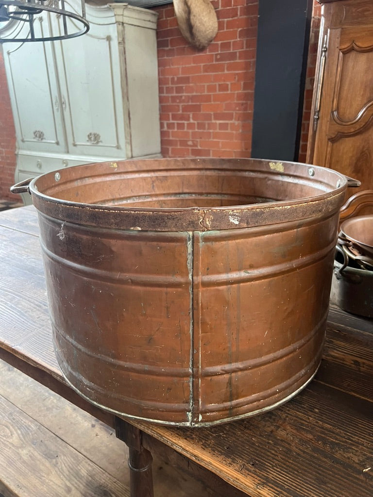 Large French Copper Cauldron ~ 1930's