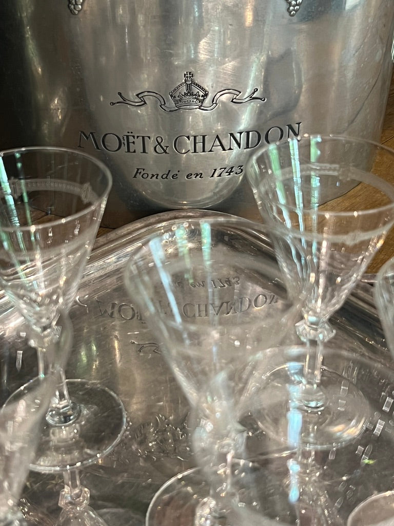 Beautiful French 1920's Etched Aperitif Glasses