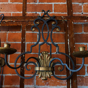 Large French Wrought Iron Candle Sconces