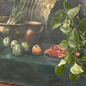 Stunning Large French Oil Canvas ~ In The French Kitchen