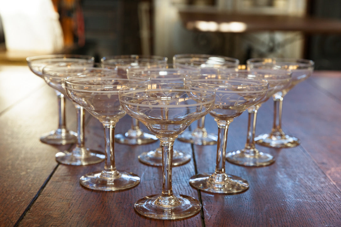 1930's French Crystal Champagne Coupes