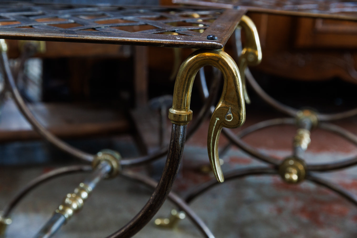 19th Century Industrial ~ Bronze & Steel Swan Stools