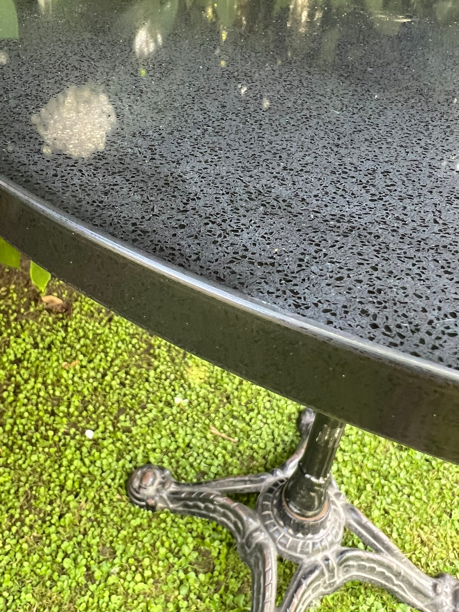 Vintage French Bistro Table ~ Black Stone Top