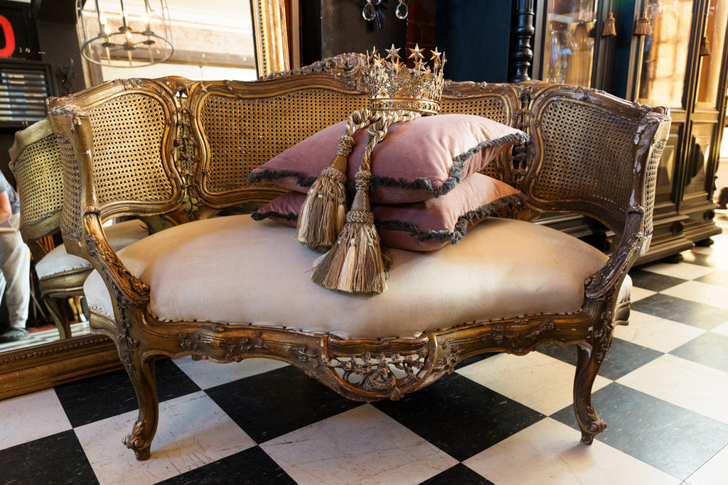 19th Century French Gilt Cane Salon Sofa