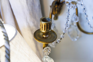 French Crystal & Bronze Wall Sconces