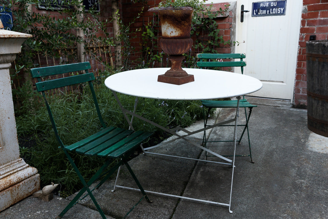Vintage French White Iron Garden Table ~ No 2