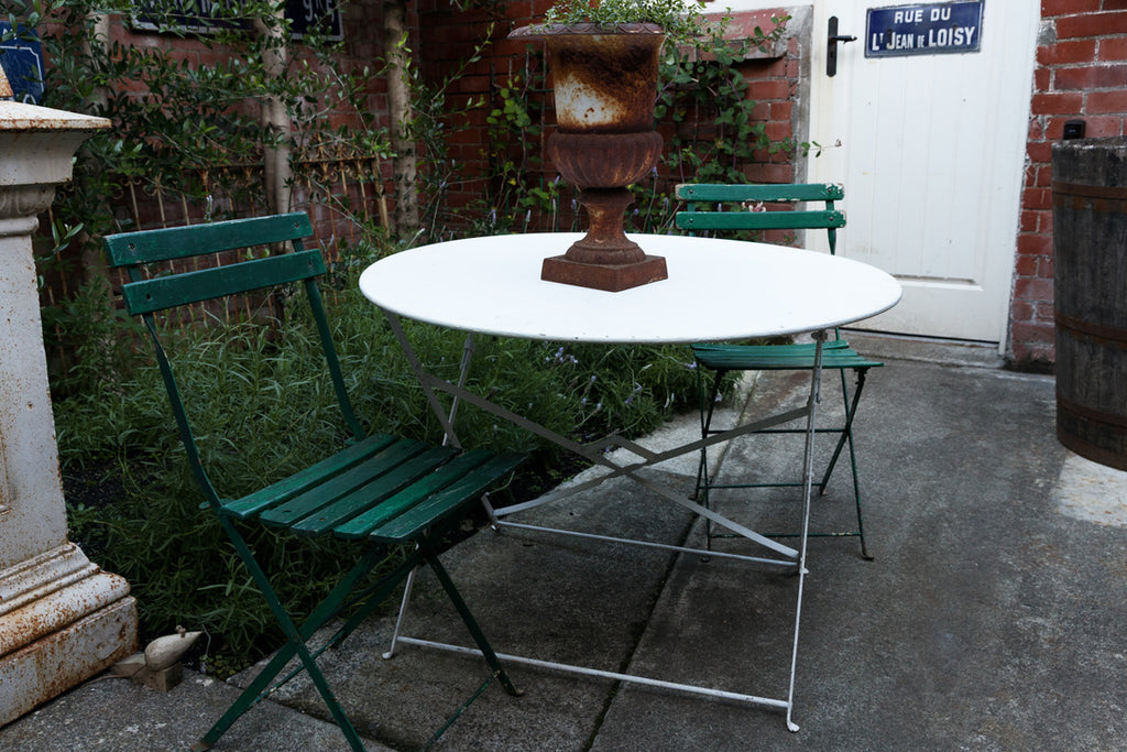 Vintage French White Iron Garden Table ~ No 2