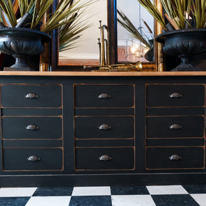 1930's French Shop Counter/Sideboard ~ Ebonised