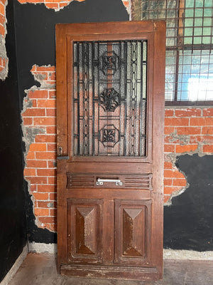 1930's French Oak Farmhouse Door ~ Wrought Iron Window