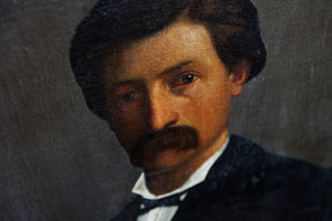 19th Century French Oil Canvas Portrait ~ Monsieur With Moustache