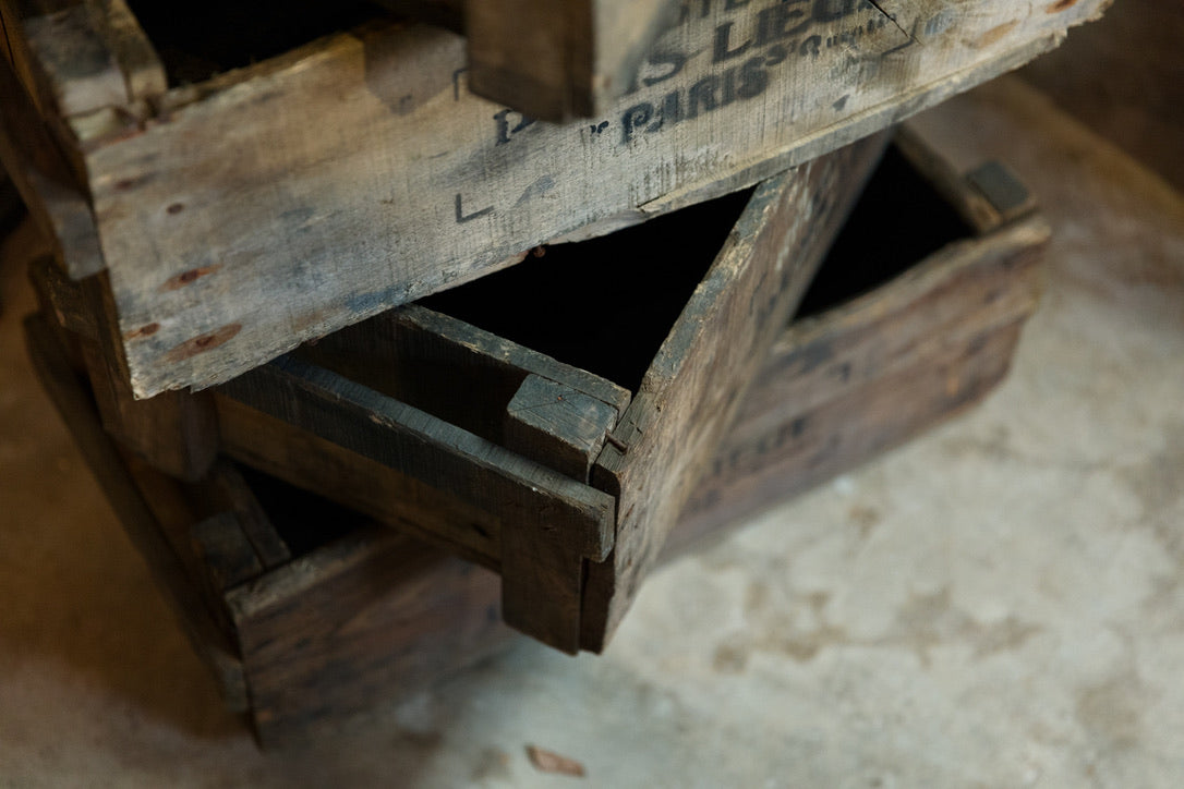 Vintage French Oak Crates