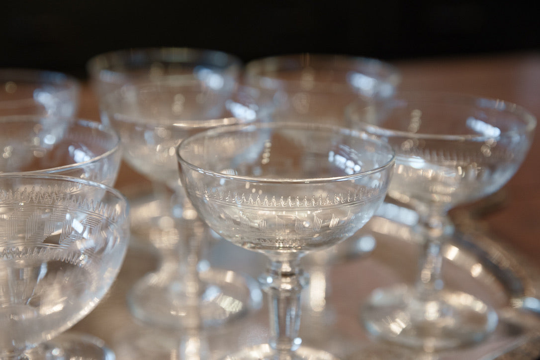 Vintage French Crystal Coupes ~ 1940's