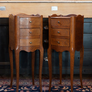1950's French Oak Bedside Tables ~ Set 2