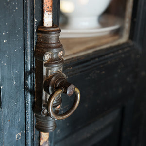Vintage French Shutter Cabinet ~ Black & Cream Patina
