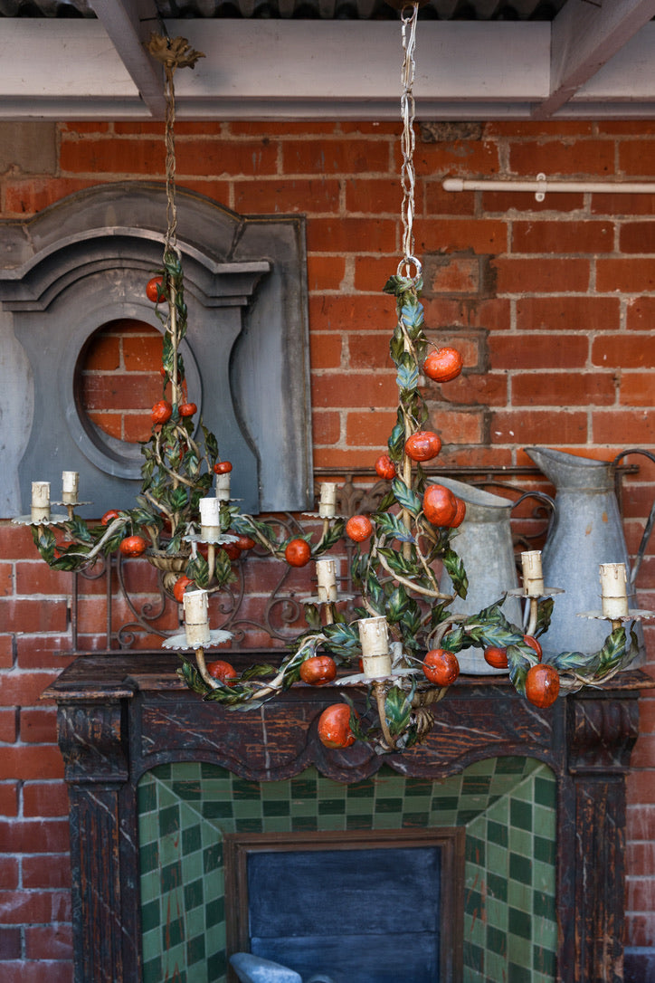 Gorgeous 1950's Italian Florentine Mandarin Chandeliers