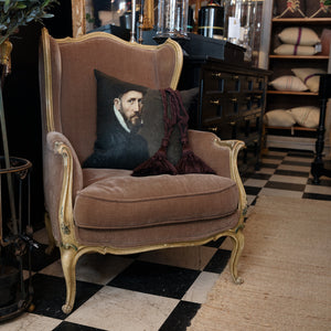 Vintage French Soft Pink Wingback Chair