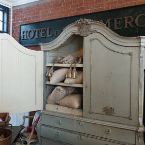 Beautiful 19th Century Dutch Linen Press ~ Duck Egg Blue