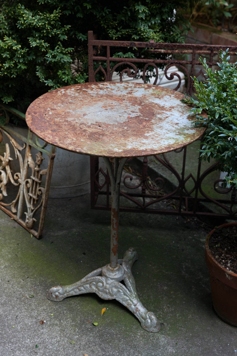 Antique French Metal & Cast Iron Cafe' Table