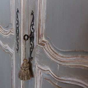 19th Century French Oak Armoire ~ French Grey Painted Patina