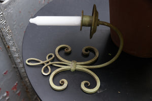 Vintage French Green Iron Candle Wall Sconces