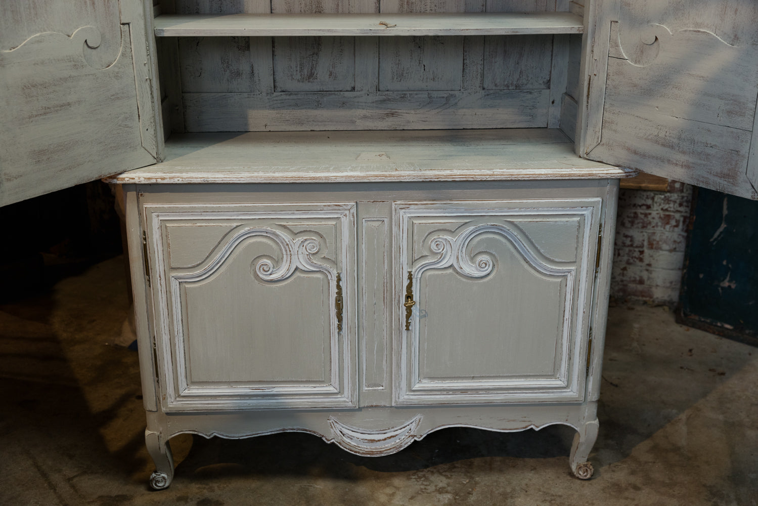 19th Century French Painted Buffet Deux Corps