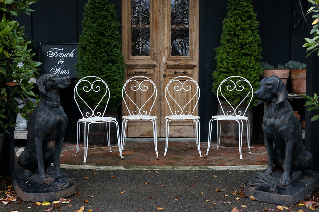 French White Garden Chairs - White Rusty Patina