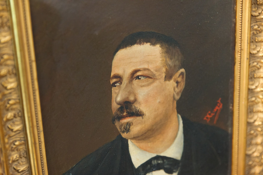 French Oil Canvas Portrait - Beau Monsieur Coquin