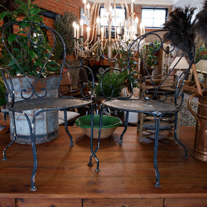 French Black Wrought Iron Garden Carvers