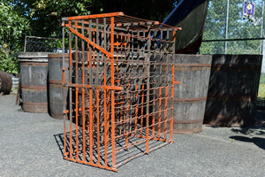 French Wine Bottle Cage - Orange Silver Patina