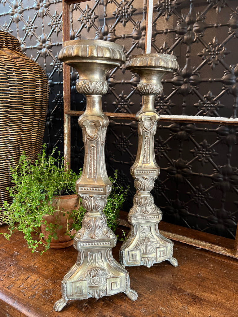 Beautiful 19th Century French Brass Candlesticks