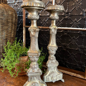 Beautiful 19th Century French Brass Candlesticks