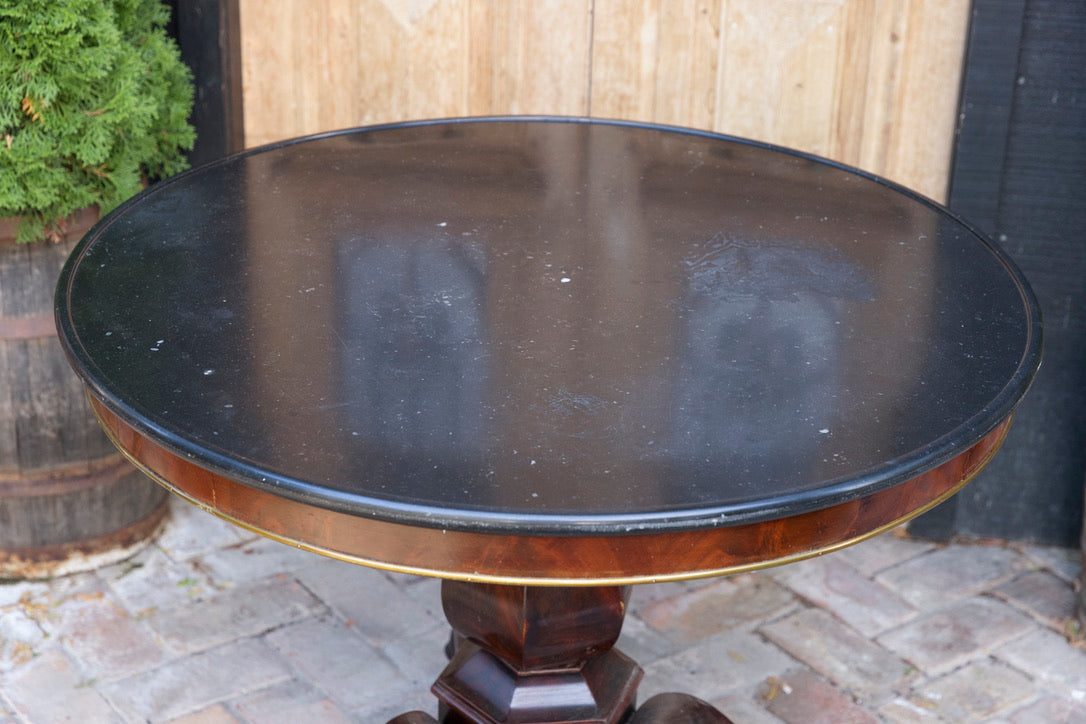 French Empire Style Mahogany & Black Marble Parlour Table