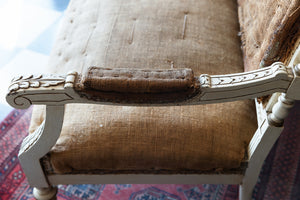 19th Century French Undressed Sofa - White Patina