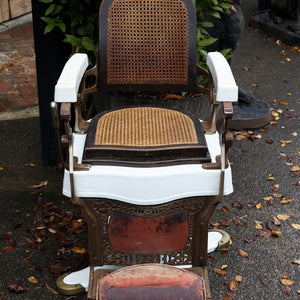 Antique Porcelain & Cast Iron Triumph Barbers Chair