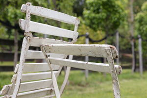 French Vintage Folding White Wooden Cafe'/Garden Chairs