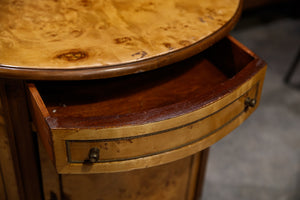Antique French Half Circle Walnut Veneer Cabinet