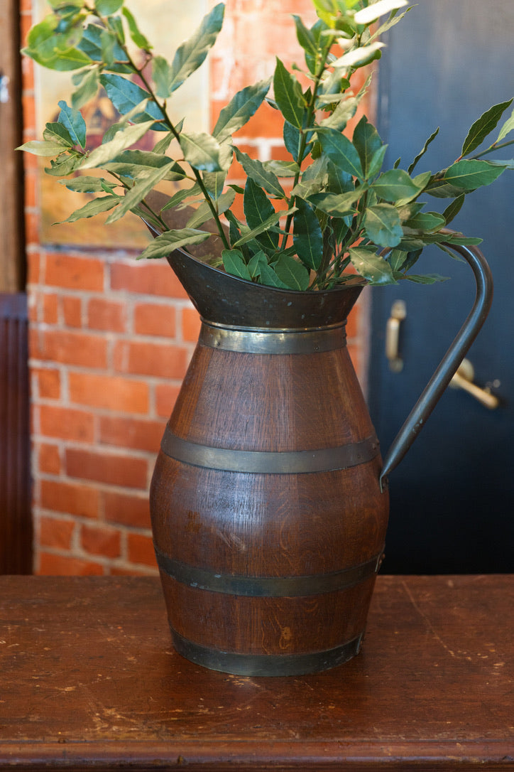 Antique French Wooden & Brass Jug - No 2