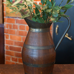 Antique French Wooden & Brass Jug - No 2